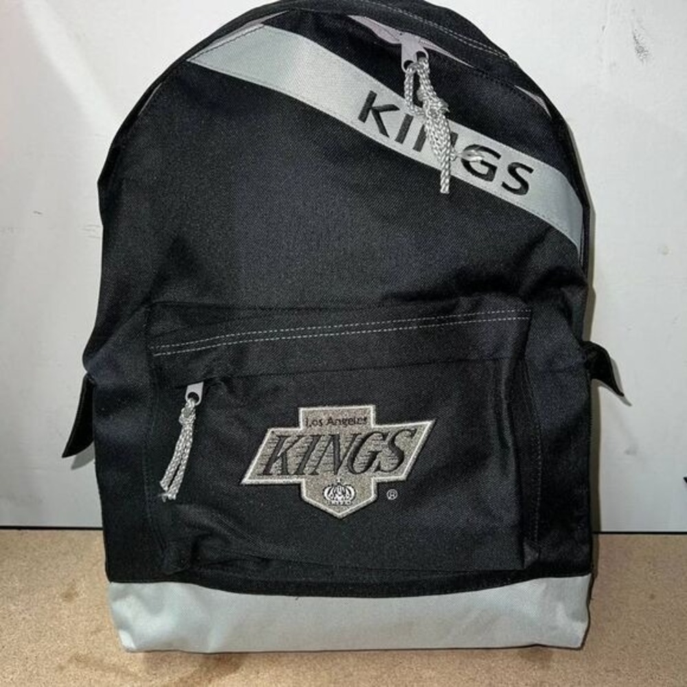 Vintage Los Angeles LA Kings Backpack Bag Black NHL Nasco Embroidered